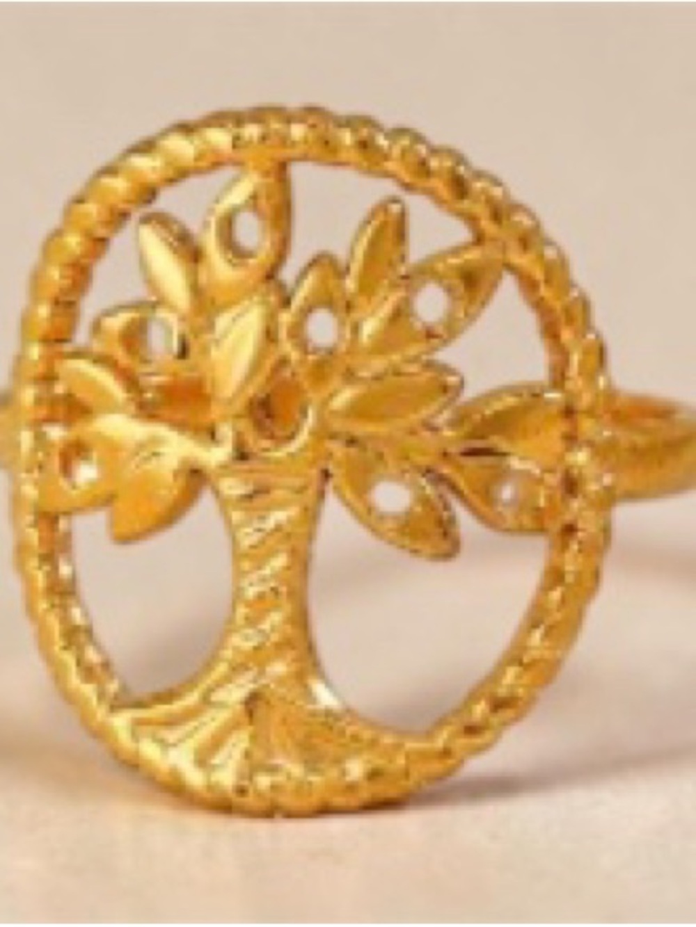 Gold plated, adjustable Tree of Life modern Ring - Elegant Women's Jewelry